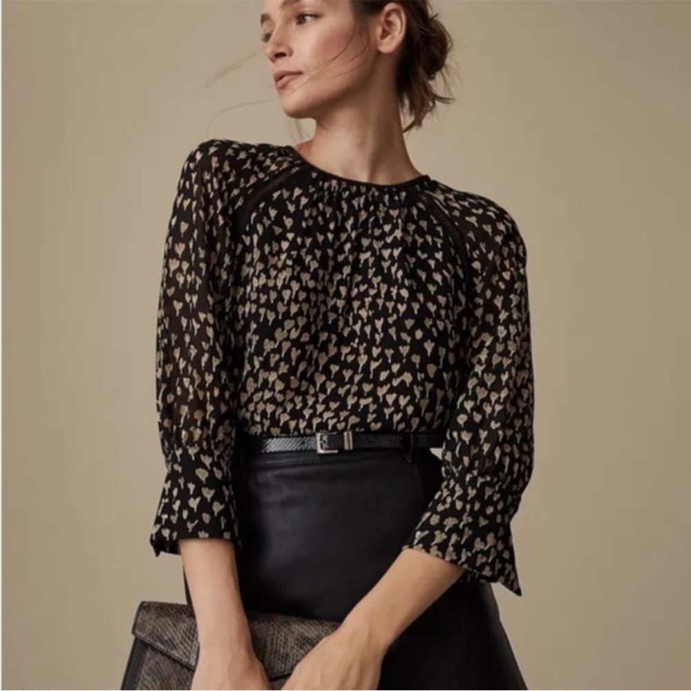 Reiss | Reema Tulip Black Bell Sleeve Blouse